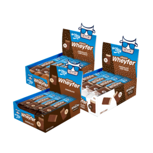 [Lançamento] Combo Chocowheyfer +Mu (3 Caixas Sabores chocolate com avelã, chocolate com coco, chocolate - 36 uni.) - 900g