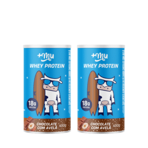 WHEY CONCENTRADO +MU - CHOCOLATE COM AVELÃ - 2 POTES 450G [PREÇO DO REFIL]