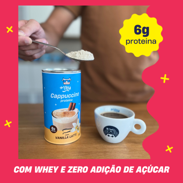 Cappuccino +Mu (com Whey) - Vanilla Latte - 200g - Imagem 3