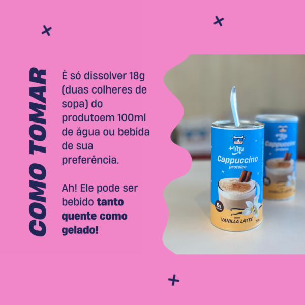 Cappuccino +Mu (com Whey) - Vanilla Latte - 200g - Imagem 4